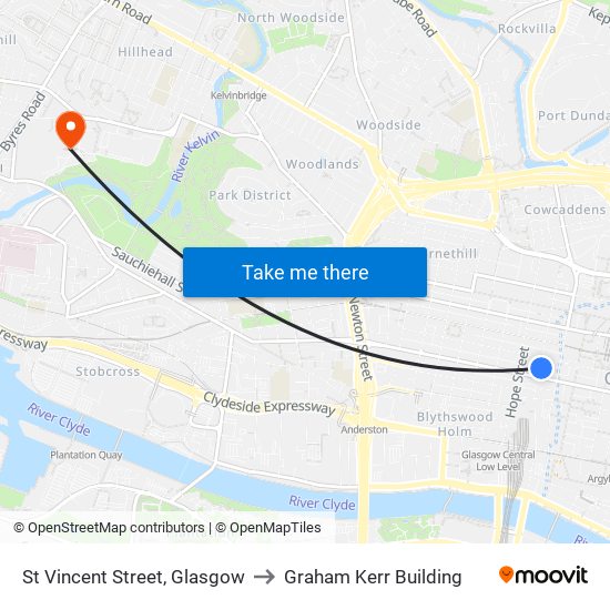 St Vincent Street, Glasgow to Graham Kerr Building map