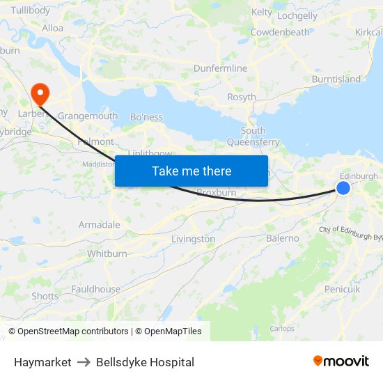 Haymarket to Bellsdyke Hospital map