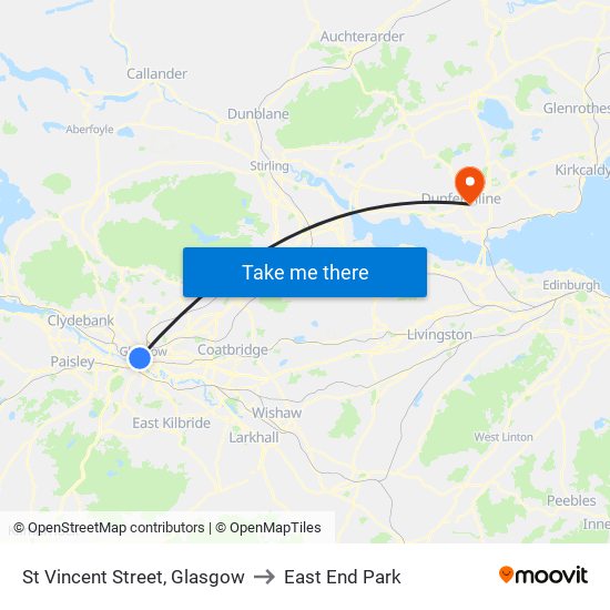 St Vincent Street, Glasgow to East End Park map