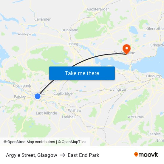 Argyle Street, Glasgow to East End Park map