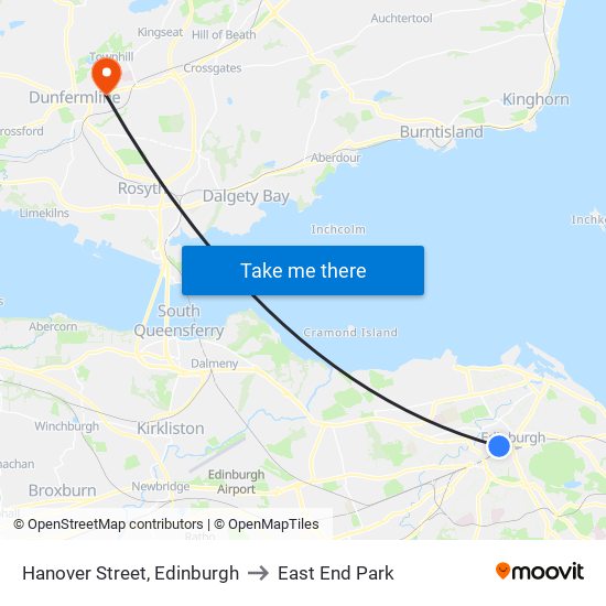 Hanover Street, Edinburgh to East End Park map