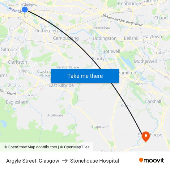 Argyle Street, Glasgow to Stonehouse Hospital map