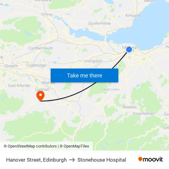 Hanover Street, Edinburgh to Stonehouse Hospital map