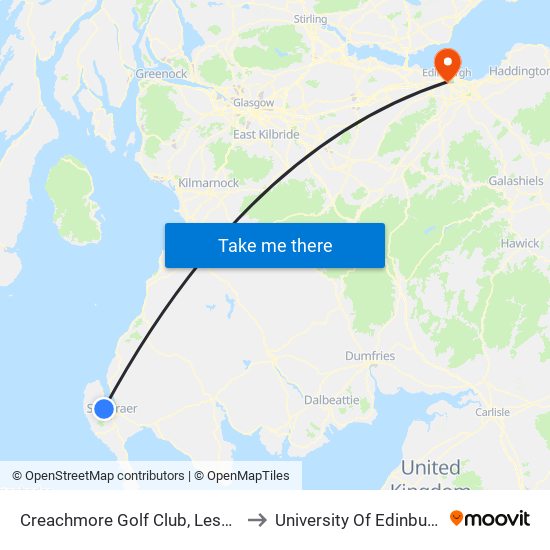 Creachmore Golf Club, Leswalt to University Of Edinburgh map