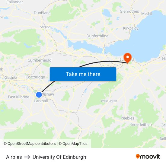 Airbles to University Of Edinburgh map