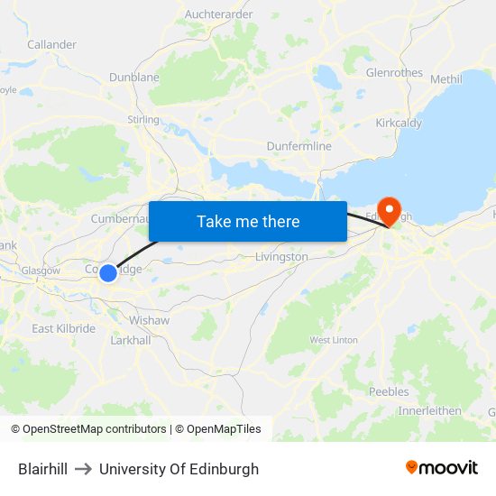 Blairhill to University Of Edinburgh map