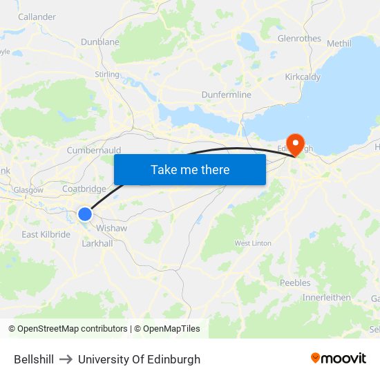 Bellshill to University Of Edinburgh map