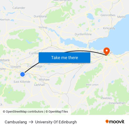 Cambuslang to University Of Edinburgh map