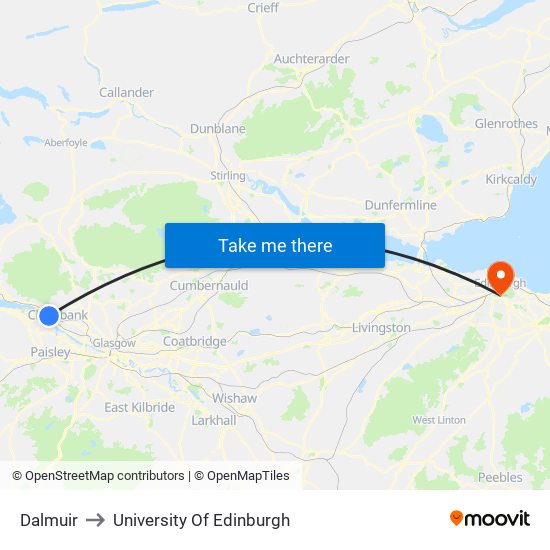 Dalmuir to University Of Edinburgh map