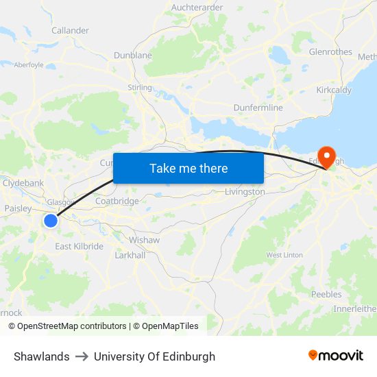 Shawlands to University Of Edinburgh map