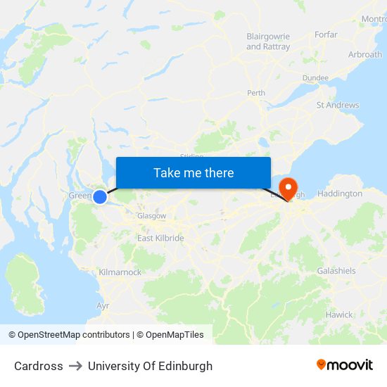 Cardross to University Of Edinburgh map