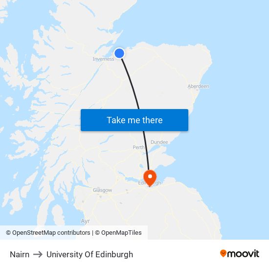 Nairn to University Of Edinburgh map