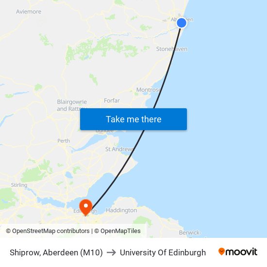 Shiprow, Aberdeen (M10) to University Of Edinburgh map