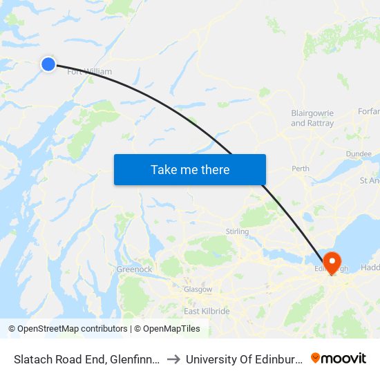 Slatach Road End, Glenfinnan to University Of Edinburgh map