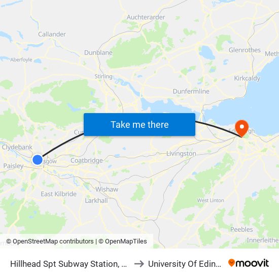 Hillhead Spt Subway Station, Hillhead to University Of Edinburgh map