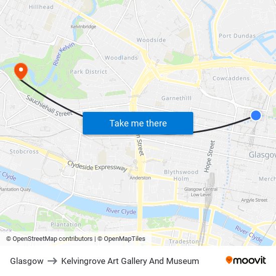 Glasgow to Kelvingrove Art Gallery And Museum map