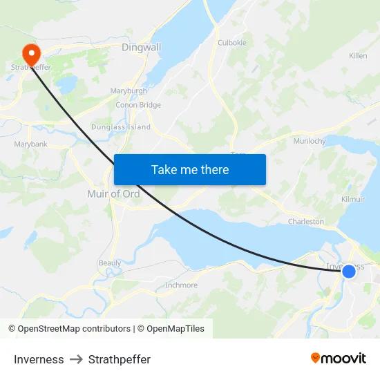 Inverness to Strathpeffer map