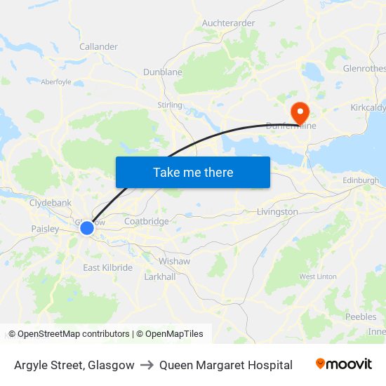 Argyle Street, Glasgow to Queen Margaret Hospital map