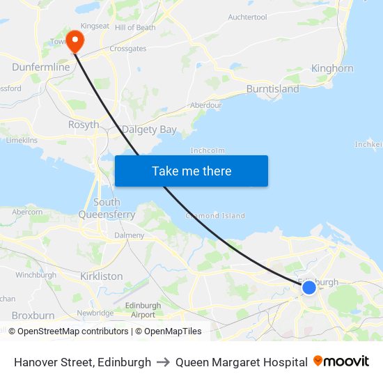 Hanover Street, Edinburgh to Queen Margaret Hospital map