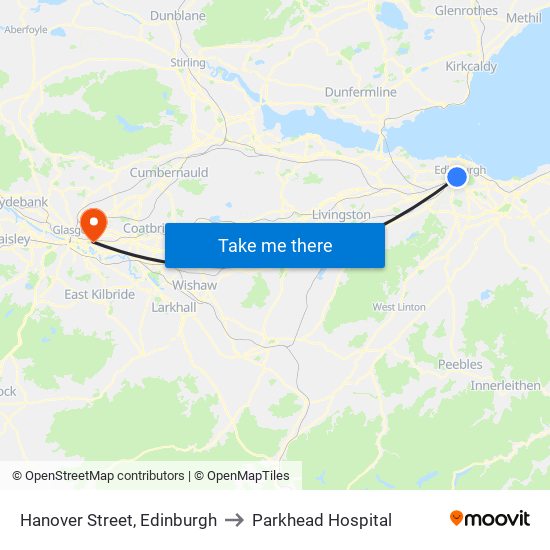 Hanover Street, Edinburgh to Parkhead Hospital map