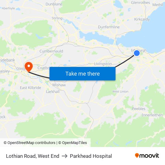 Lothian Road, West End to Parkhead Hospital map