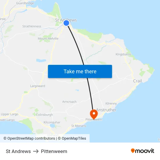 St Andrews to Pittenweem map
