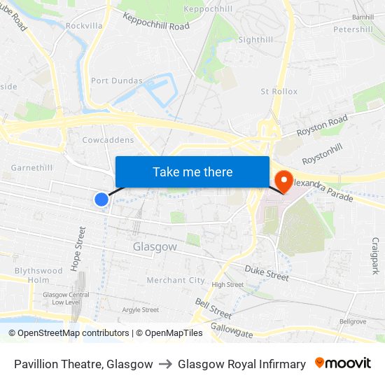 Pavillion Theatre, Glasgow to Glasgow Royal Infirmary map