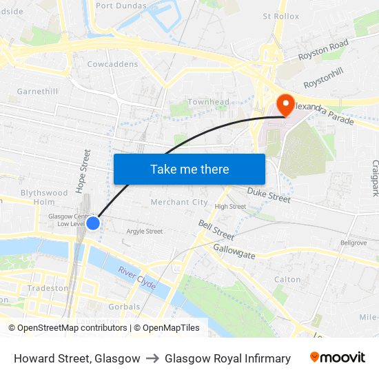 Howard Street, Glasgow to Glasgow Royal Infirmary map