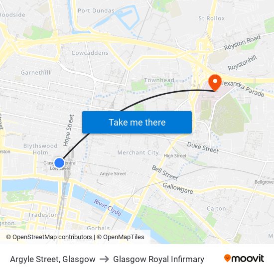 Argyle Street, Glasgow to Glasgow Royal Infirmary map