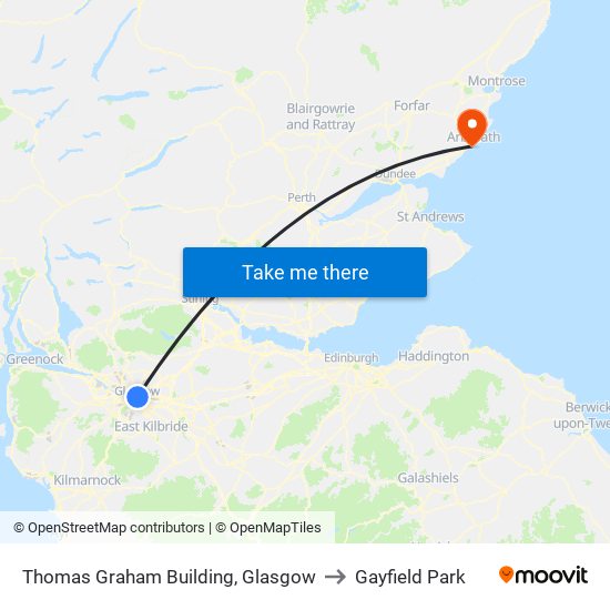 Thomas Graham Building, Glasgow to Gayfield Park map