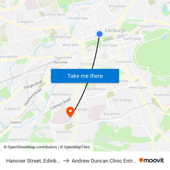 Hanover Street, Edinburgh to Andrew Duncan Clinic Entrance map