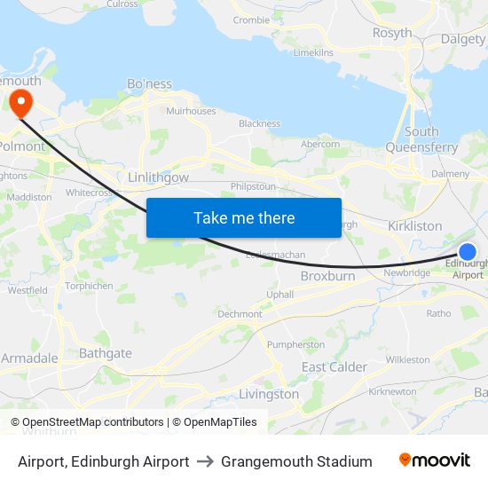 Airport, Edinburgh Airport to Grangemouth Stadium map