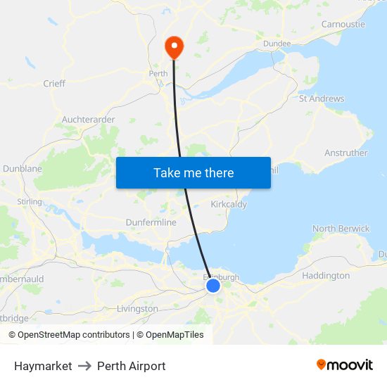 Haymarket to Perth Airport map