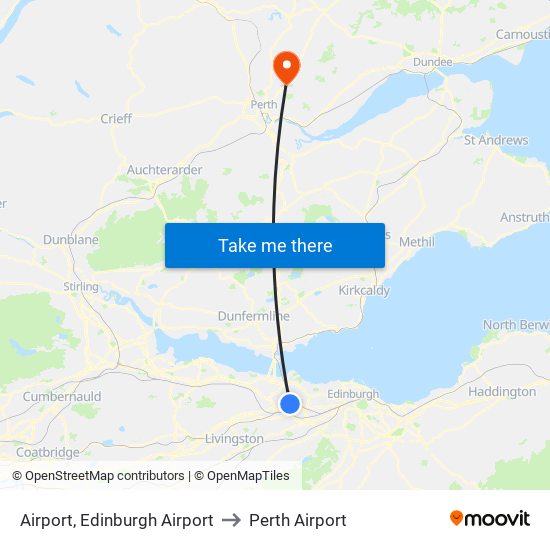 Airport, Edinburgh Airport to Perth Airport map