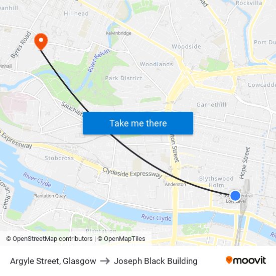 Argyle Street, Glasgow to Joseph Black Building map