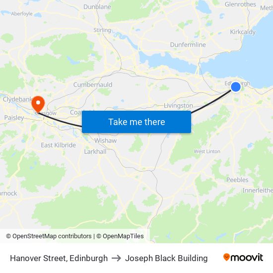 Hanover Street, Edinburgh to Joseph Black Building map