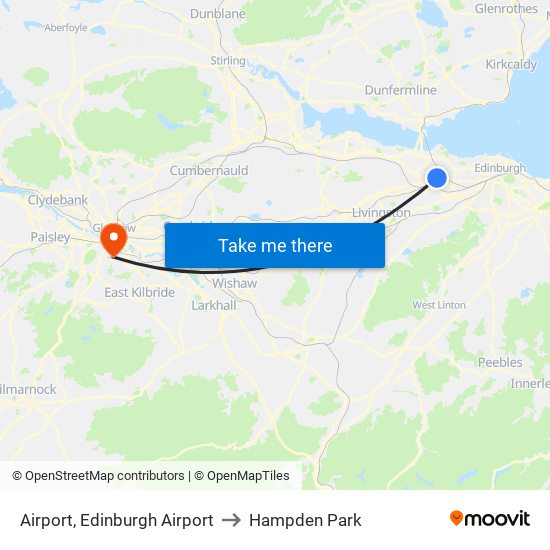 Airport, Edinburgh Airport to Hampden Park map