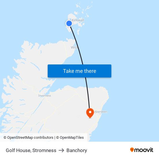 Golf House, Stromness to Banchory map