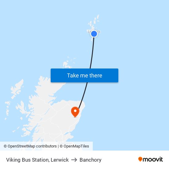 Viking Bus Station, Lerwick to Banchory map