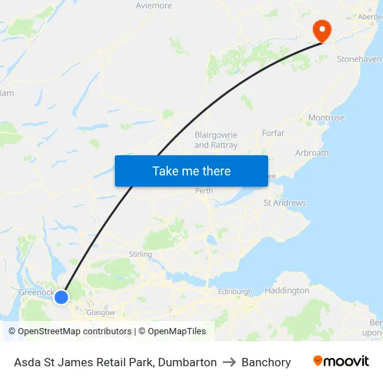 Asda St James Retail Park, Dumbarton to Banchory map