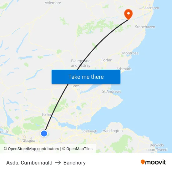 Asda, Cumbernauld to Banchory map