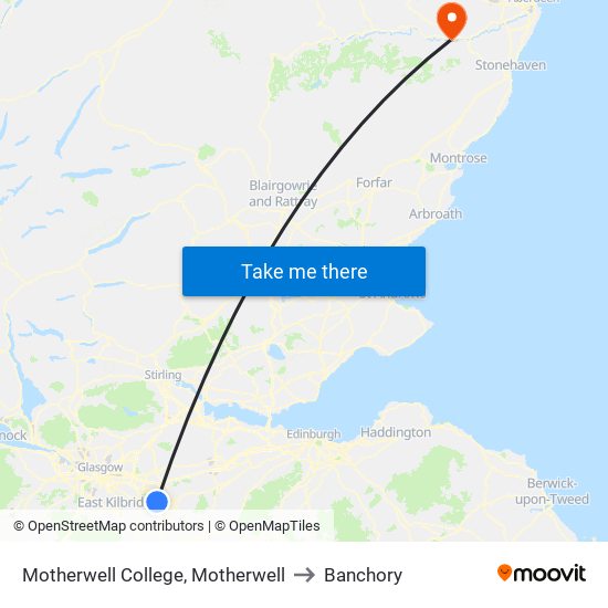 Motherwell College, Motherwell to Banchory map