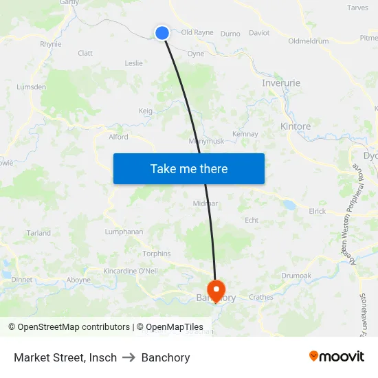 Market Street, Insch to Banchory map