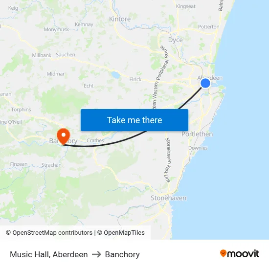 Music Hall, Aberdeen to Banchory map