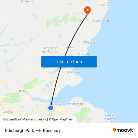 Edinburgh Park to Banchory map