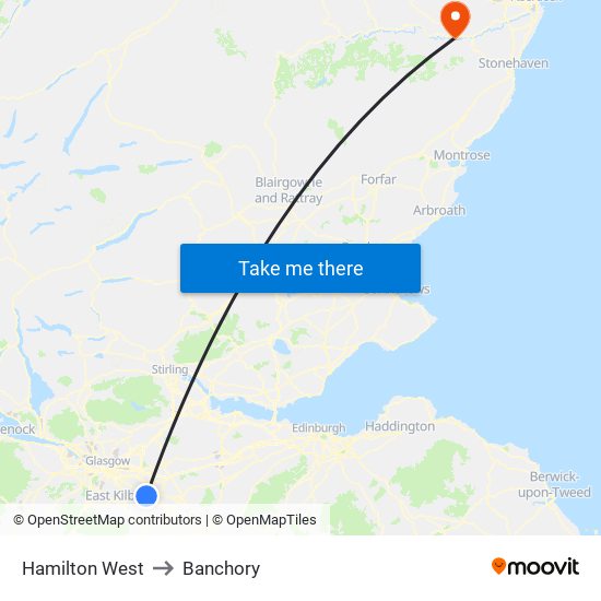 Hamilton West to Banchory map
