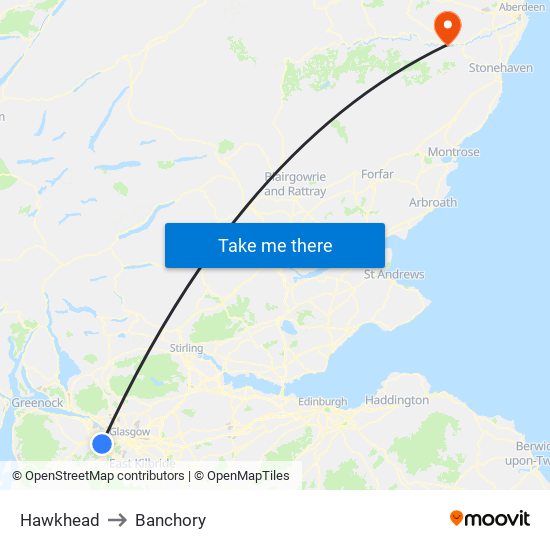 Hawkhead to Banchory map