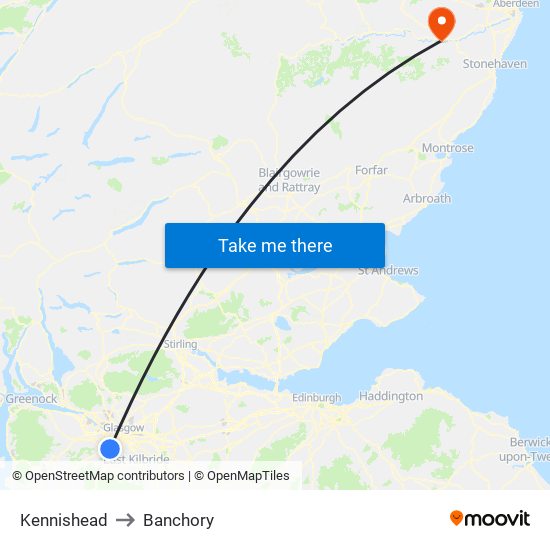 Kennishead to Banchory map