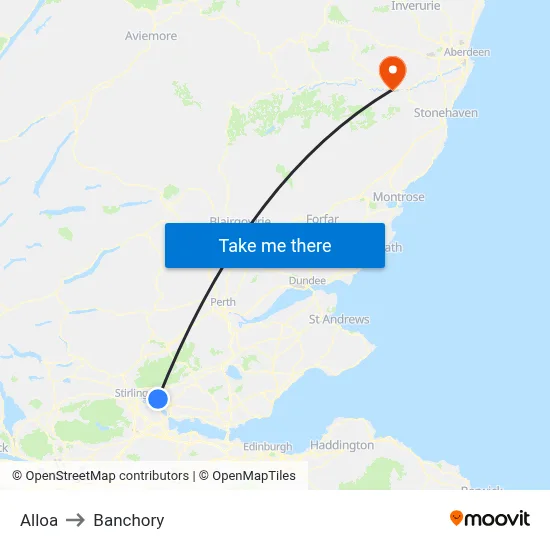 Alloa to Banchory map