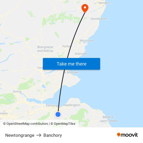 Newtongrange to Banchory map